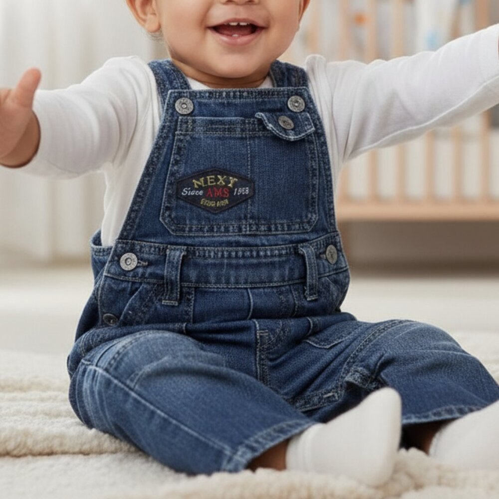 Mexx Blue Denim Jean Overalls Size 9-12 Months